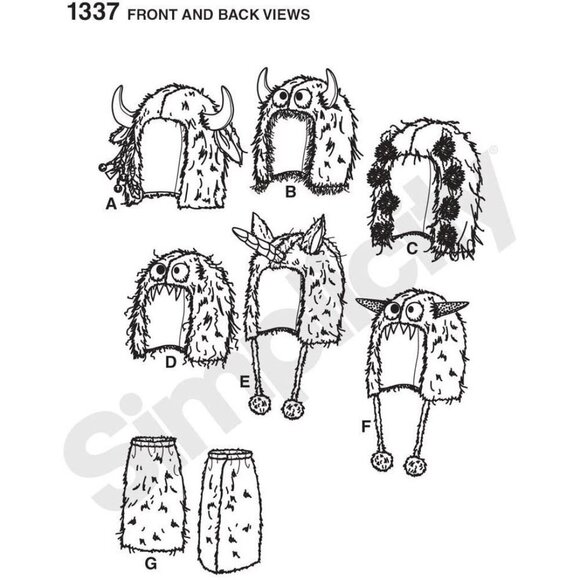 Simplicity Sewing Pattern 1337 Misses Mens Teens Hats  Leg Warmers One Size - Picture 3 of 3